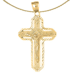 10K, 14K or 18K Gold Routed Crucifix Pendant