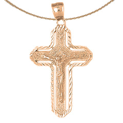 10K, 14K or 18K Gold Routed Crucifix Pendant