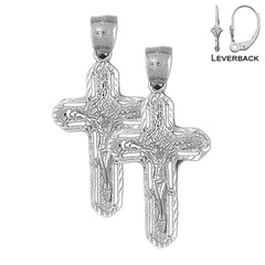 14K or 18K Gold Routed Crucifix Earrings