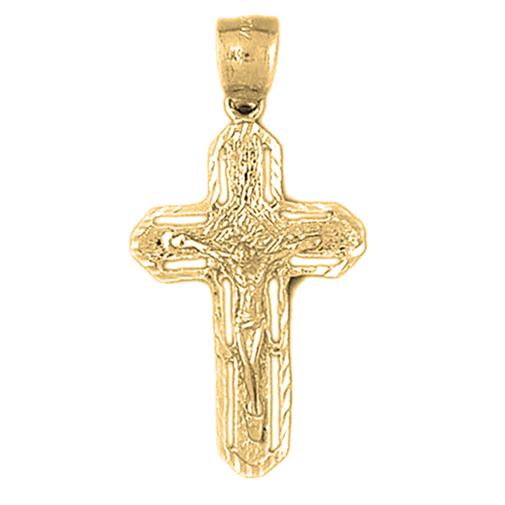 10K, 14K or 18K Gold Routed Crucifix Pendant