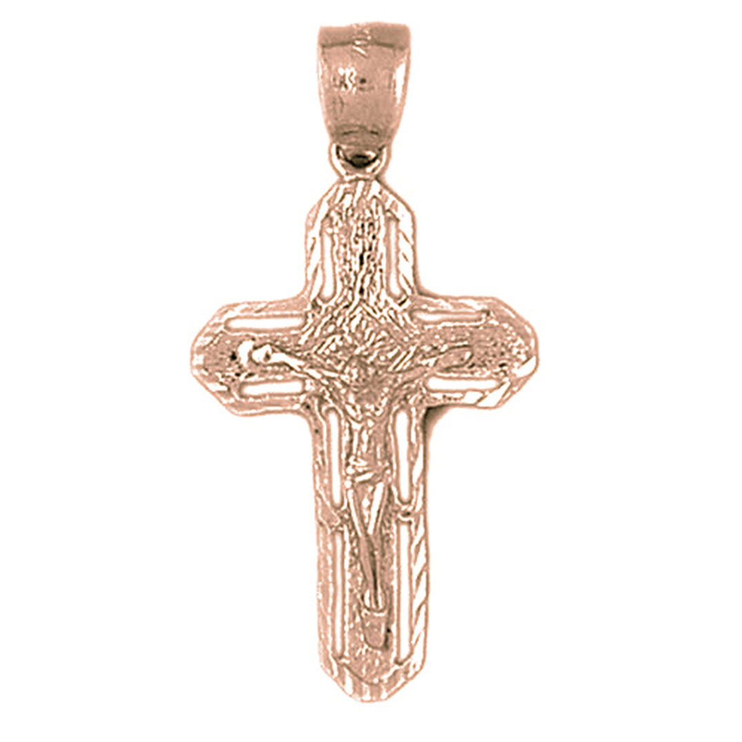 10K, 14K or 18K Gold Routed Crucifix Pendant