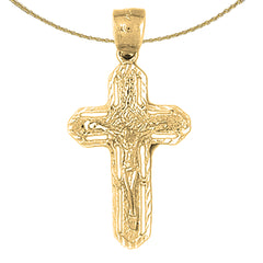 10K, 14K or 18K Gold Routed Crucifix Pendant