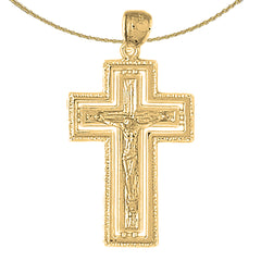 10K, 14K or 18K Gold Routed Crucifix Pendant