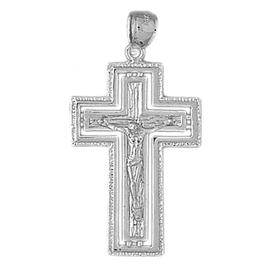 10K, 14K or 18K Gold Routed Crucifix Pendant