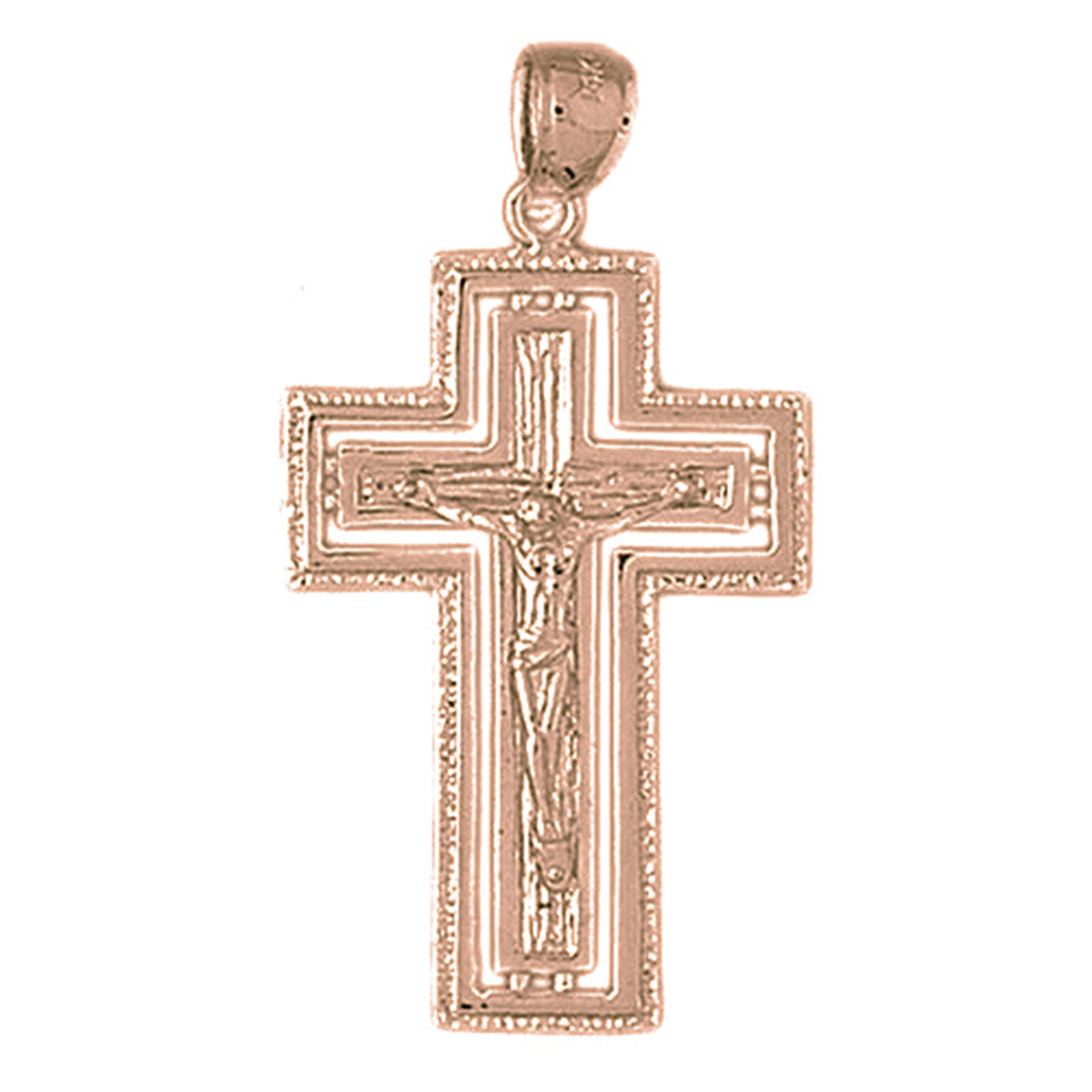 10K, 14K or 18K Gold Routed Crucifix Pendant