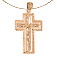 10K, 14K or 18K Gold Routed Crucifix Pendant