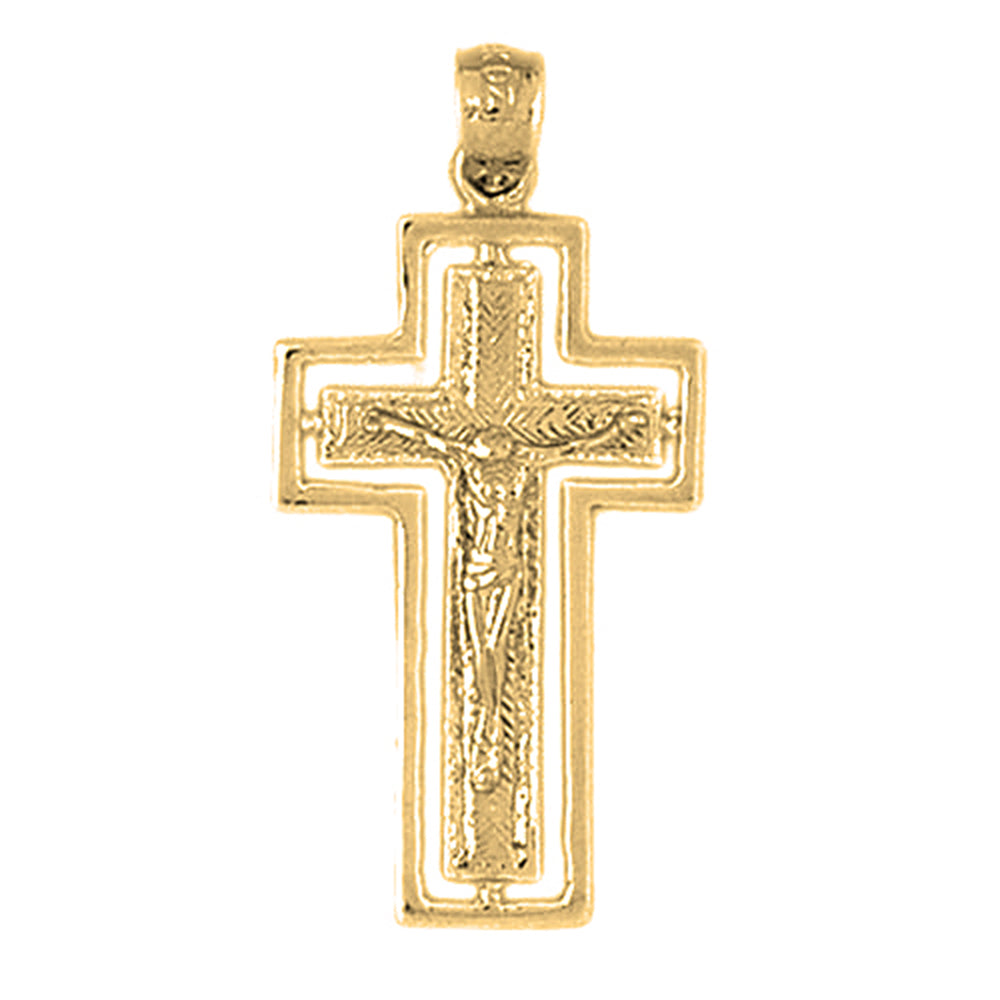 10K, 14K or 18K Gold Routed Crucifix Pendant