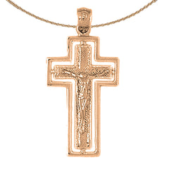 10K, 14K or 18K Gold Routed Crucifix Pendant