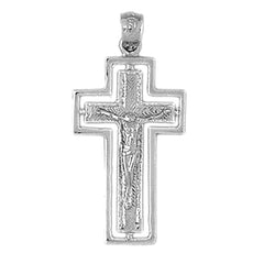 10K, 14K or 18K Gold Routed Crucifix Pendant