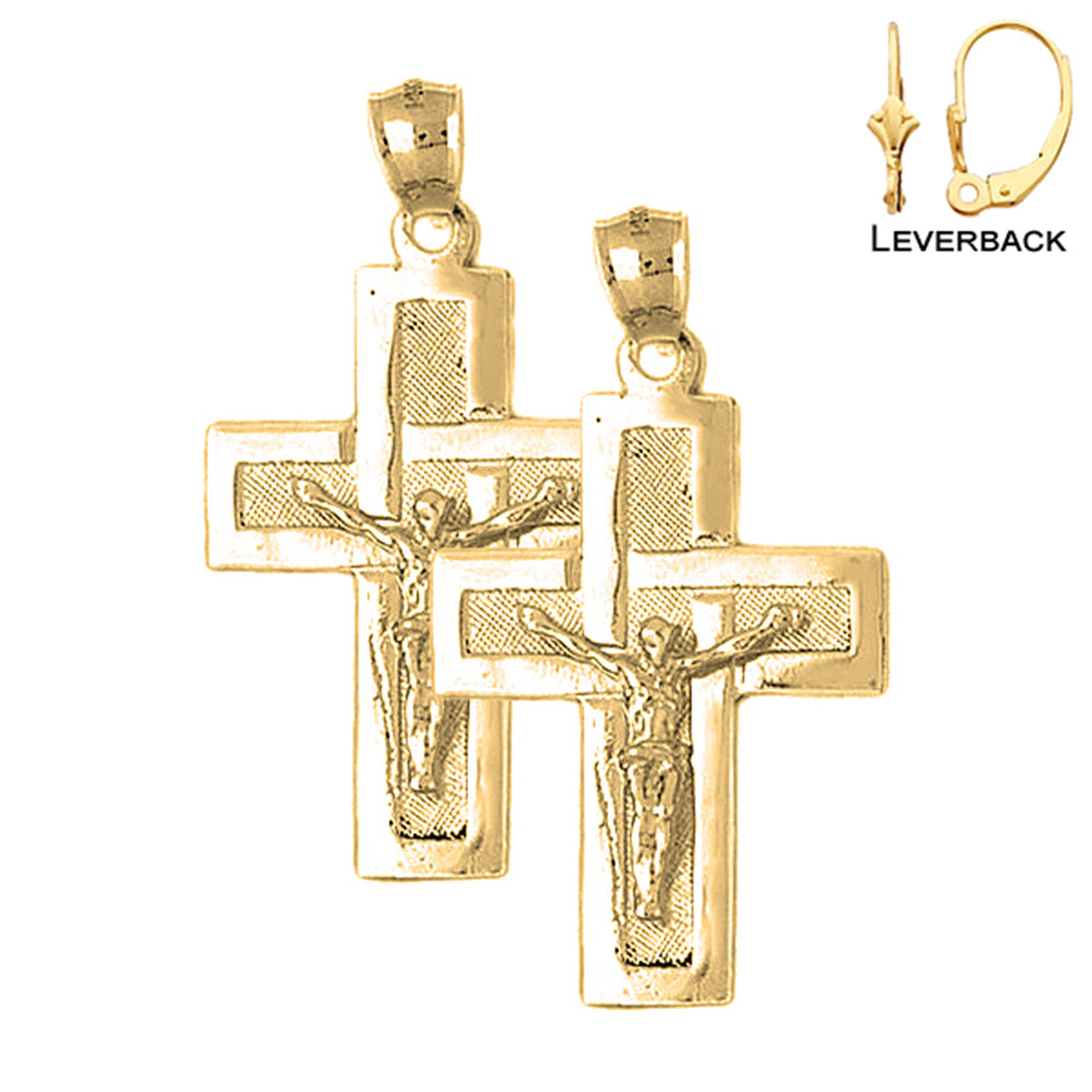 14K or 18K Gold Latin Crucifix Earrings