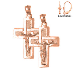 Pendientes de Crucifijo Latino de Oro de 14K o 18K