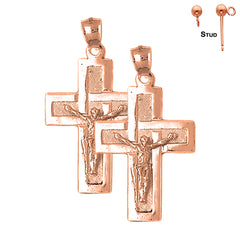 Pendientes de Crucifijo Latino de Oro de 14K o 18K