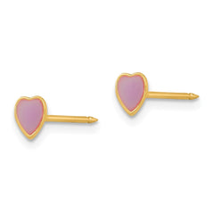 Inverness 14K Yellow Gold Epoxy Fill Purple Heart Earrings