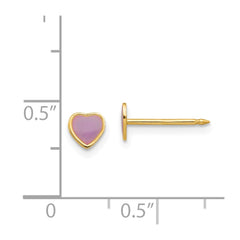 Inverness 14K Yellow Gold Epoxy Fill Purple Heart Earrings