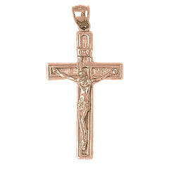 10K, 14K or 18K Gold INRI Crucifix Pendant