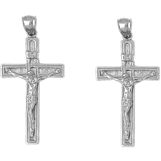 Sterling Silver 50mm INRI Crucifix Earrings