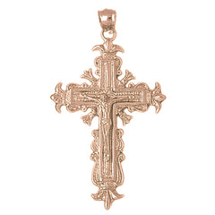 10K, 14K or 18K Gold Budded Crucifix Pendant