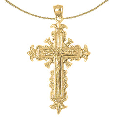 10K, 14K or 18K Gold Budded Crucifix Pendant