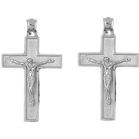 Sterling Silver 52mm Latin Crucifix Earrings