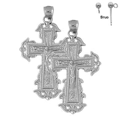 14K or 18K Gold Budded Crucifix Earrings