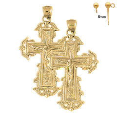 14K or 18K Gold Budded Crucifix Earrings