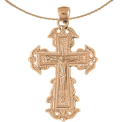 10K, 14K or 18K Gold Budded Crucifix Pendant