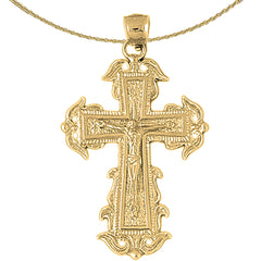 10K, 14K or 18K Gold Budded Crucifix Pendant