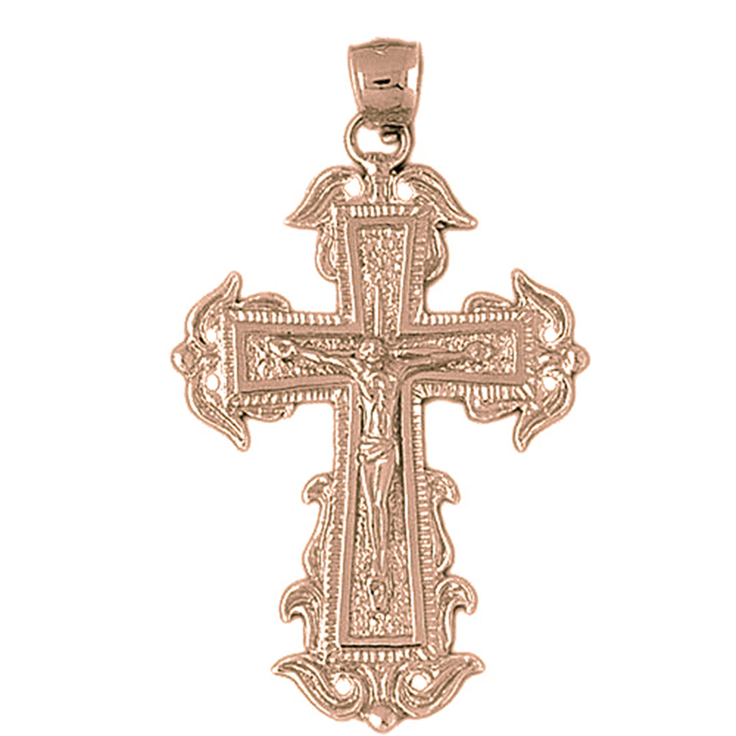 10K, 14K or 18K Gold Budded Crucifix Pendant