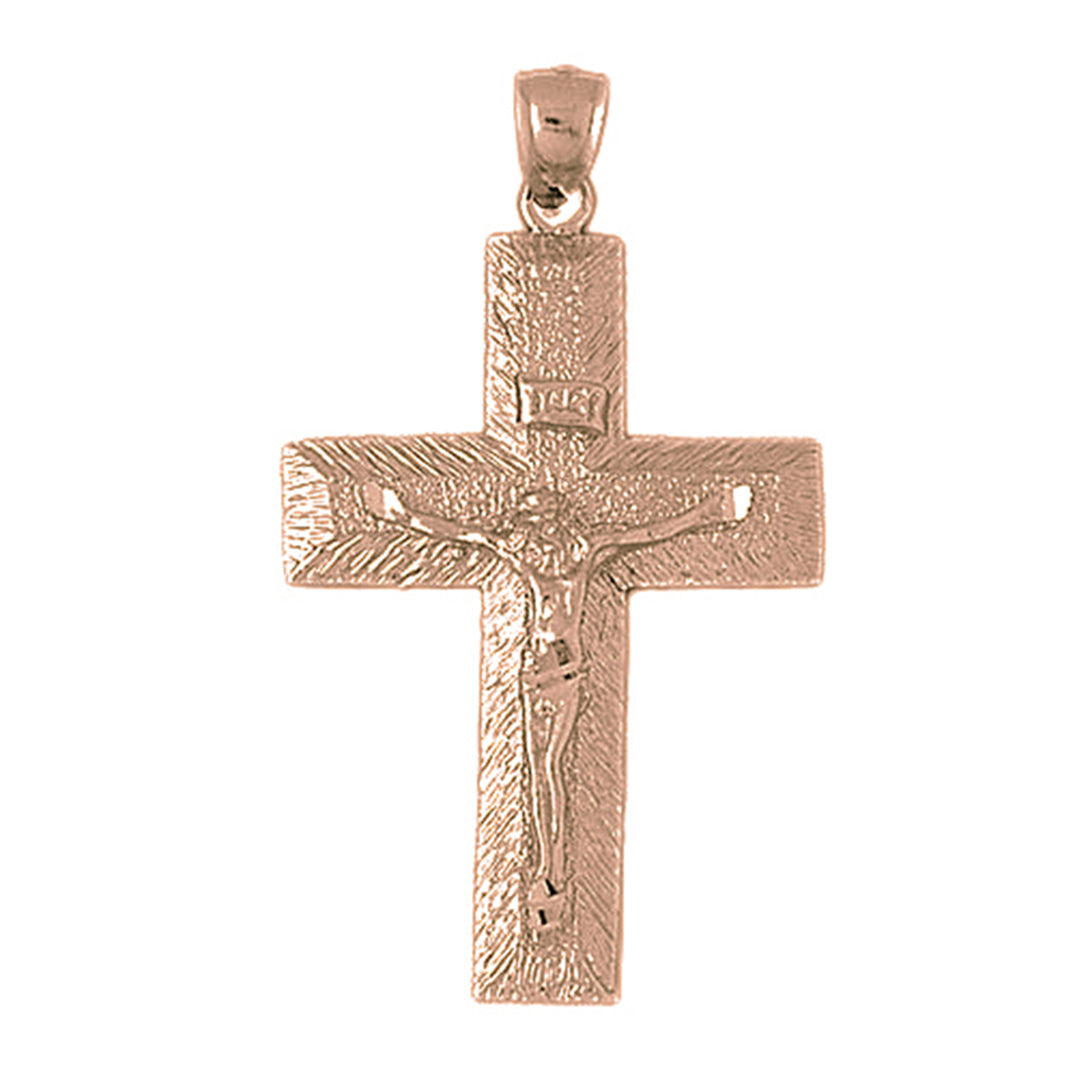 10K, 14K or 18K Gold INRI Crucifix Pendant