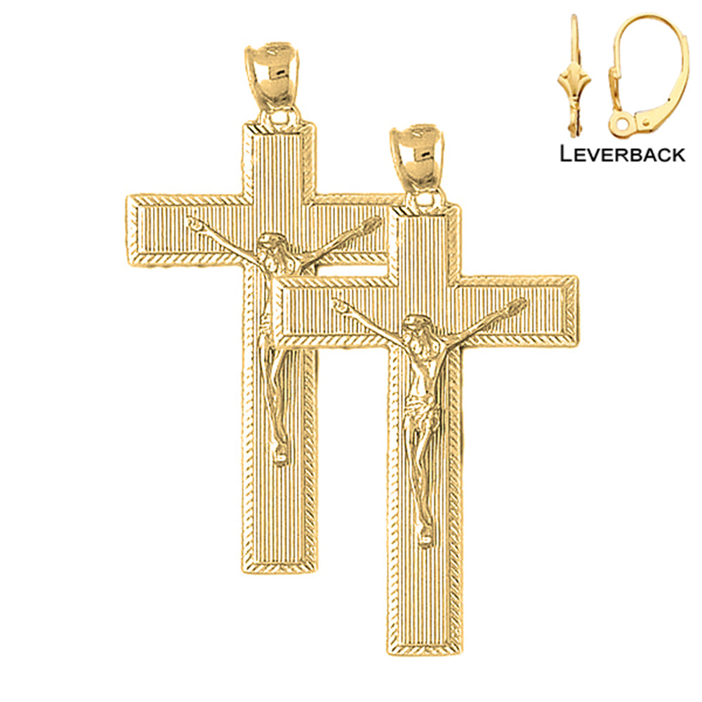 14K or 18K Gold Latin Crucifix Earrings