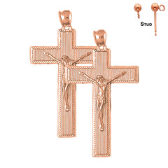 Pendientes de Crucifijo Latino de Oro de 14K o 18K