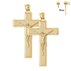 Pendientes de Crucifijo Latino de Oro de 14K o 18K