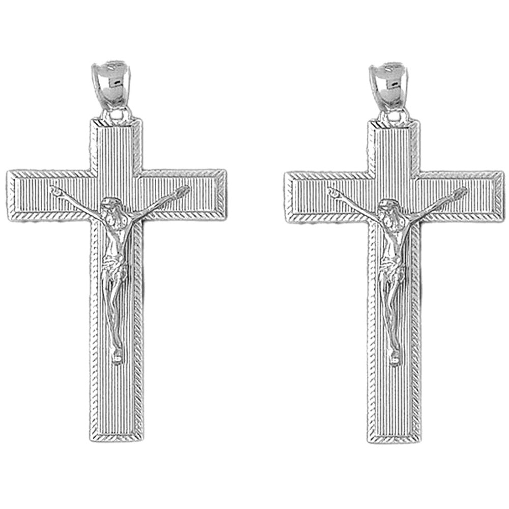 14K or 18K Gold 54mm Latin Crucifix Earrings