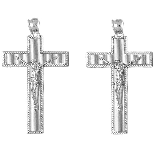 Sterling Silver 54mm Latin Crucifix Earrings