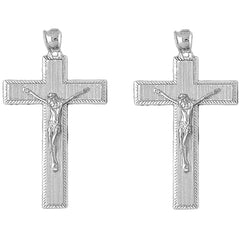 Sterling Silver 54mm Latin Crucifix Earrings