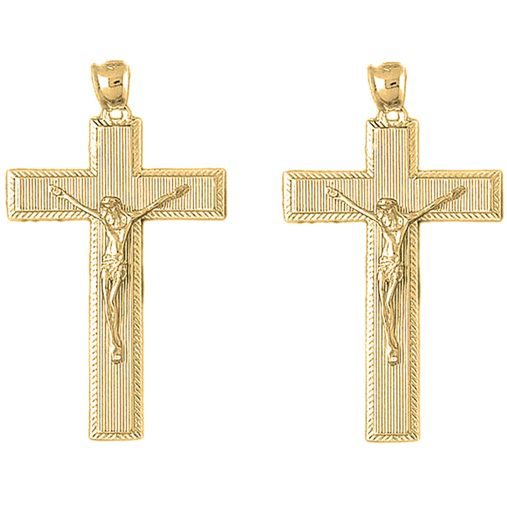 14K or 18K Gold 54mm Latin Crucifix Earrings