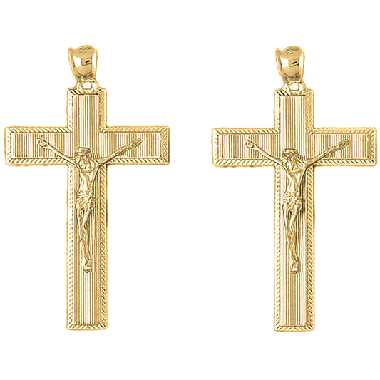 14K or 18K Gold 54mm Latin Crucifix Earrings