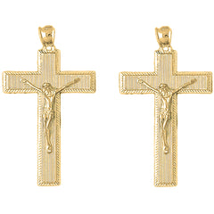 14K or 18K Gold 54mm Latin Crucifix Earrings