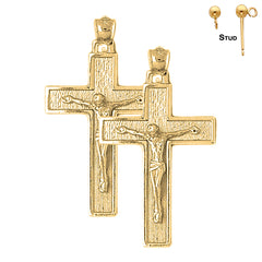 Pendientes de Crucifijo Latino de Oro de 14K o 18K