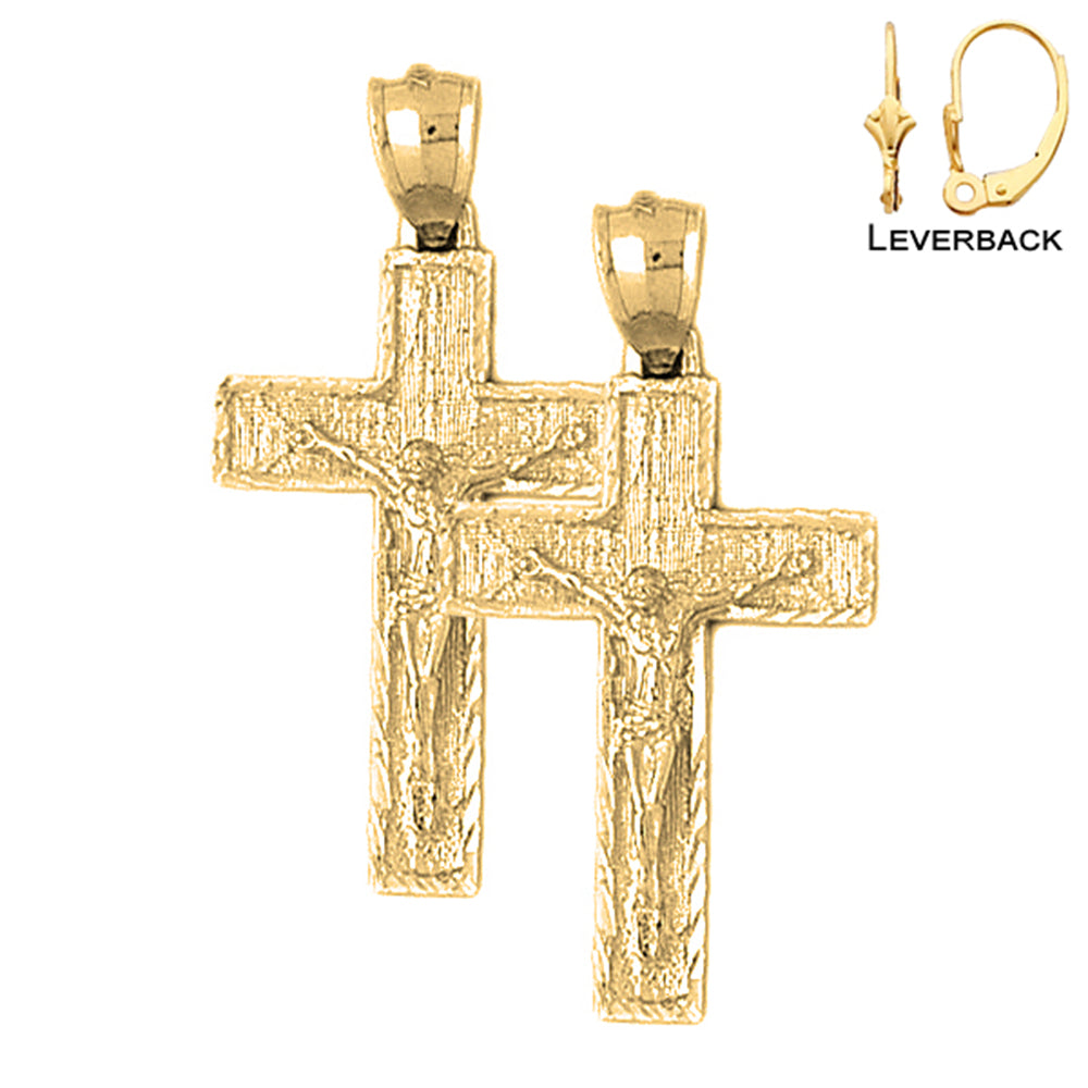 Pendientes de Crucifijo Latino de Oro de 14K o 18K