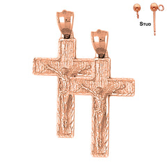 Pendientes de Crucifijo Latino de Oro de 14K o 18K