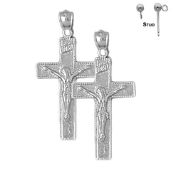 14K or 18K Gold INRI Crucifix Earrings