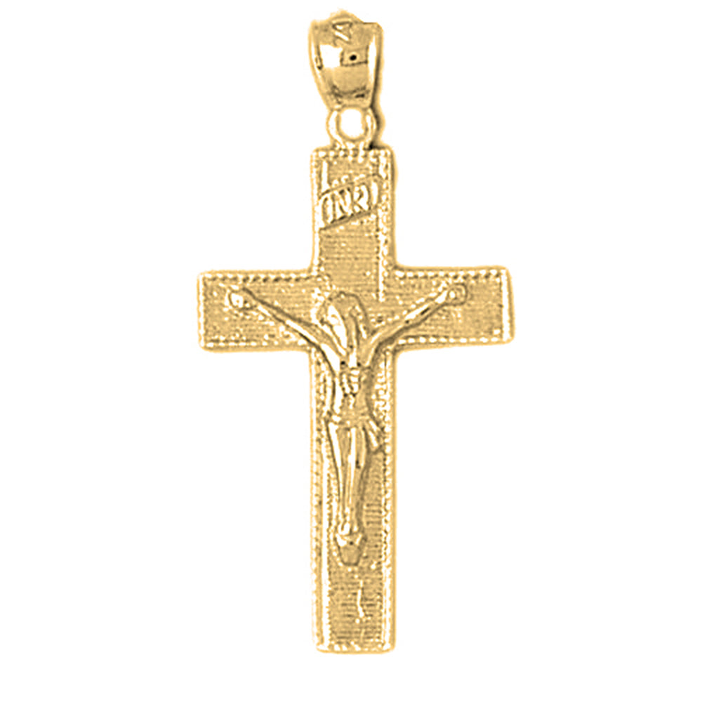 10K, 14K or 18K Gold INRI Crucifix Pendant