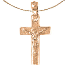 10K, 14K or 18K Gold INRI Crucifix Pendant