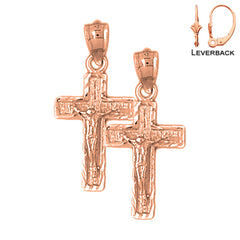 Pendientes de Crucifijo Latino de Oro de 14K o 18K