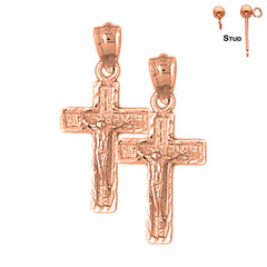 Pendientes de Crucifijo Latino de Oro de 14K o 18K