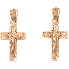 14K or 18K Gold 26mm Latin Crucifix Earrings