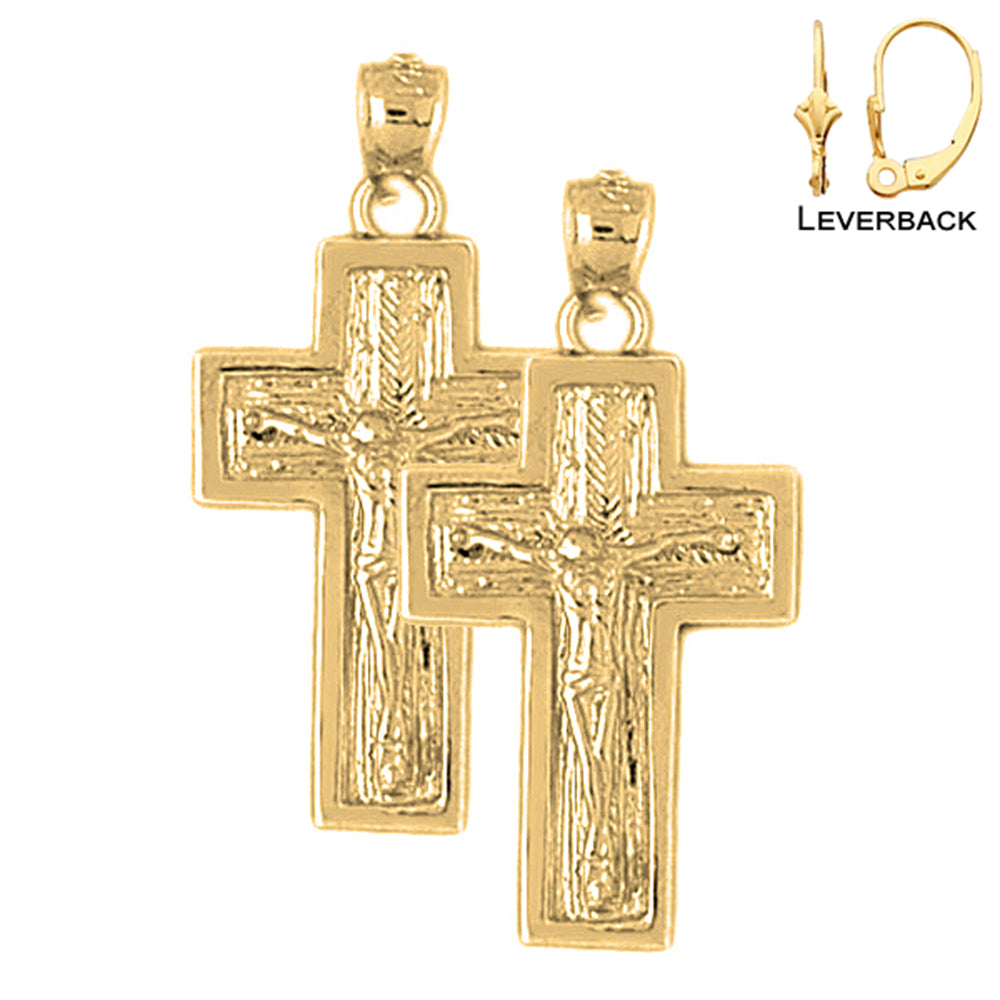 14K or 18K Gold Latin Crucifix Earrings