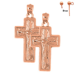 Pendientes de Crucifijo Latino de Oro de 14K o 18K