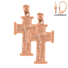 14K or 18K Gold Teutonic Crucifix Earrings
